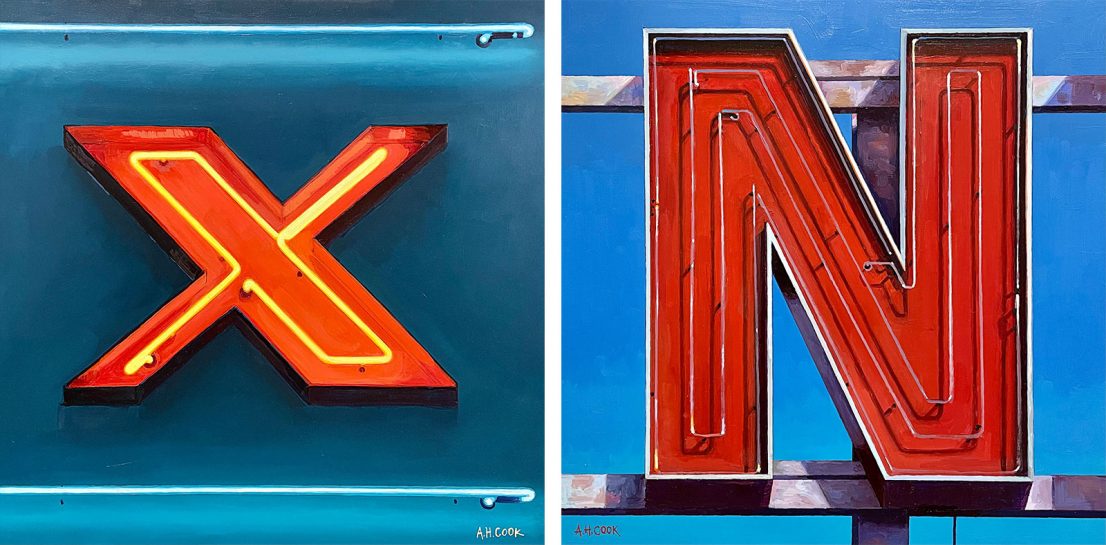 Columbus Alphabet paintings by Amanda Hope Cook